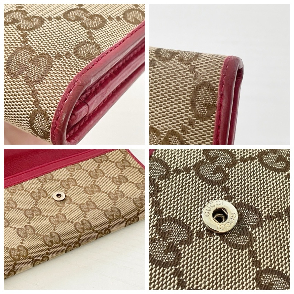 Gucci brown monogram canvas burgundy leather trim heart GG logo wallet - Picture 6 of 14